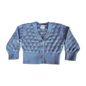 Abercrombie Kids Girls Cropped Open Knit Cardigan Size 5-6 Blue Sweater Cottage